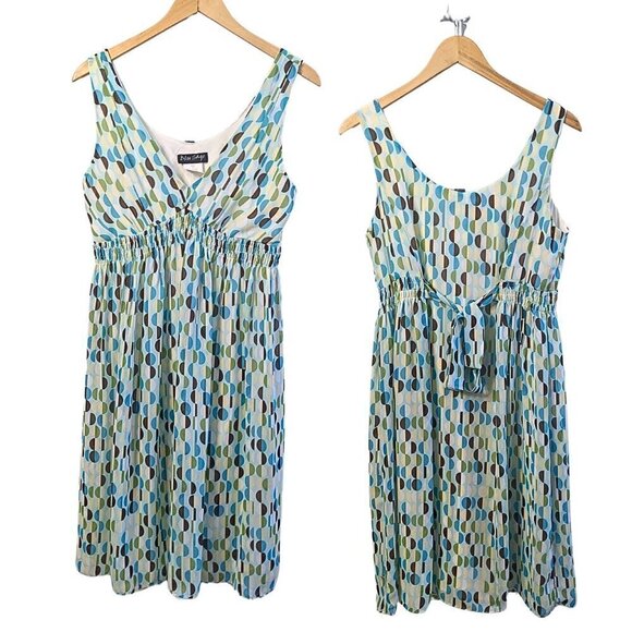 Blu Sage Dresses & Skirts - Vintage Y2K BLU SAGE Green Geometric Dress Sleeveless Casual Empire Size 10